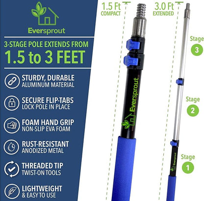 EVERSPROUT 1.5-to-3 Foot Telescopic Extension Pole | Lightweight Sturdy - Image 2