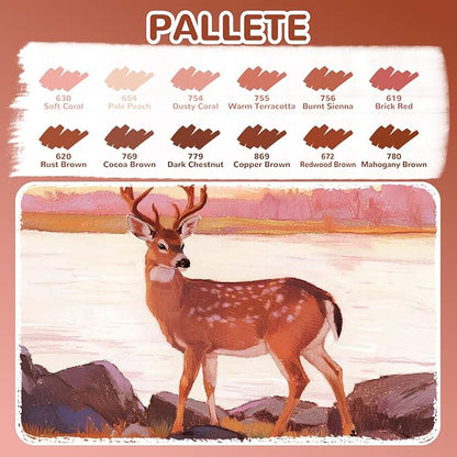 Guangna 12 Red Brown Series Acrylic Paint Markers Set, Brush Tip Acrylic Paint - Image 2