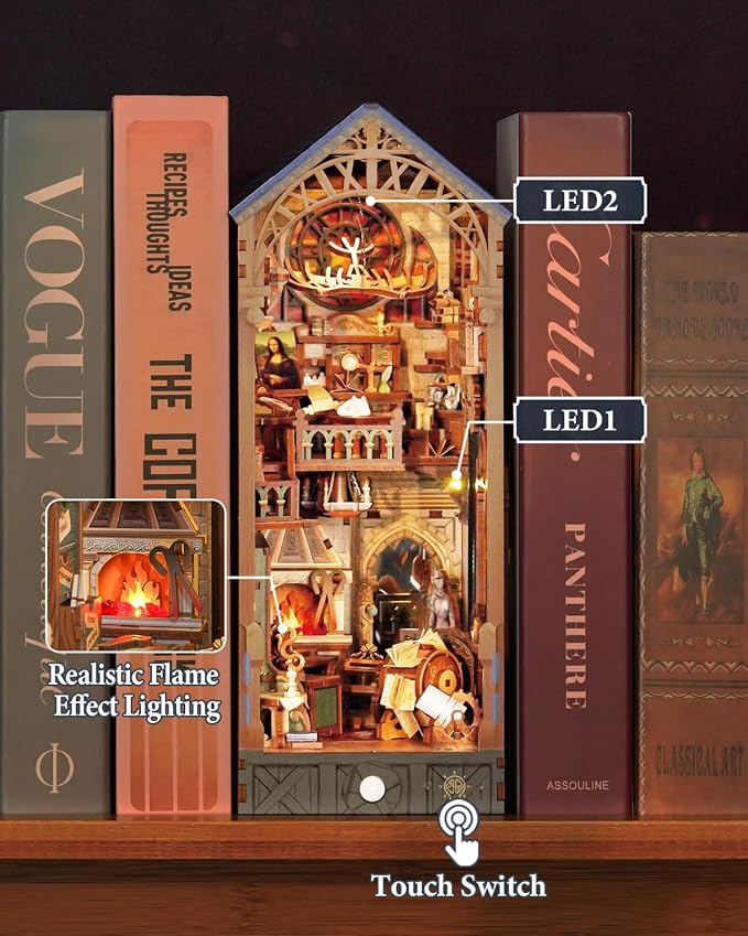 Tonecheer DIY Book Nook Kit for Adults, 3D Puzzle Wooden Miniature House Kit - Image 2