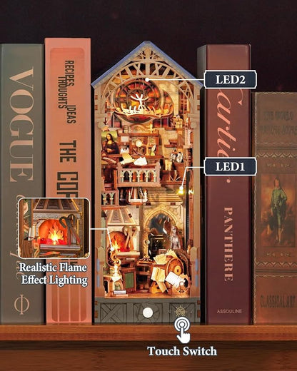 Tonecheer DIY Book Nook Kit for Adults, 3D Puzzle Wooden Miniature House Kit - Image 2