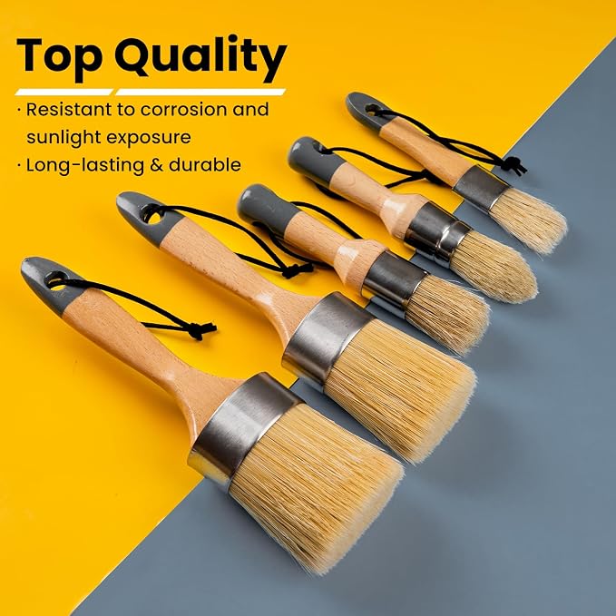 Chalk Paint Brush, Wax Paint Brush Set of 5, Wax Brushes and Chalk Paint - Image 3