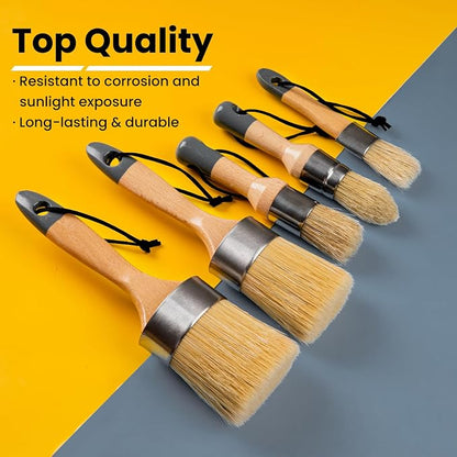 Chalk Paint Brush, Wax Paint Brush Set of 5, Wax Brushes and Chalk Paint - Image 3