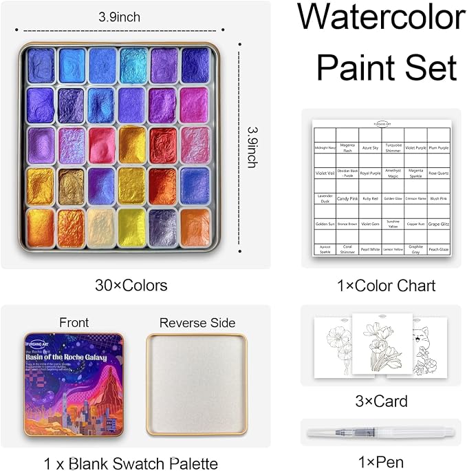 Mini Shifting Watercolor Paint Set, 30 Color Glitter Watercolor Painting Kit - Image 3