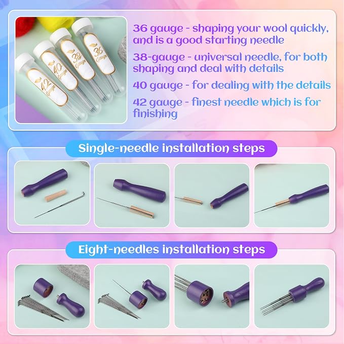 Mayboos Needle Felting Kit, 50 Colors Wool Roving Set, Needle Felting Starter - Image 4
