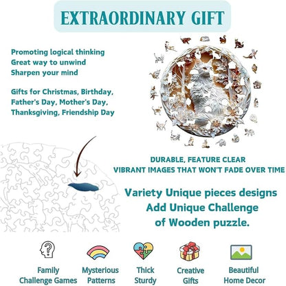 Wooden Puzzles Adults, 3D Cats Wooden Puzzles 300 Pieces, Unique Animal Shaped - Image 2