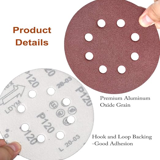 5-Inch 8-Hole Hook and Loop Sanding Discs, 40/80/120/180/240/320/400 Assorted - Image 6