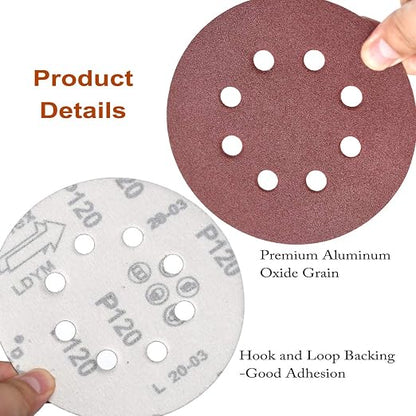 5-Inch 8-Hole Hook and Loop Sanding Discs, 40/80/120/180/240/320/400 Assorted - Image 6