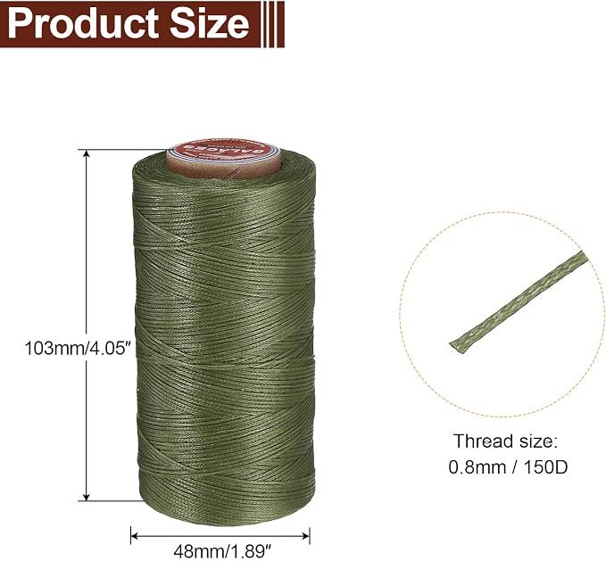 uxcell Flat Leather Sewing Waxed Thread, 270m / 295 Yards Polyester Wax String - Image 2