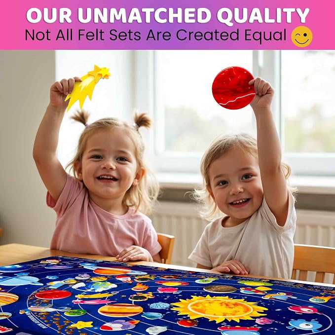 QUOKKA Space Felt Board for Kids 3-5 Years Old - Image 7