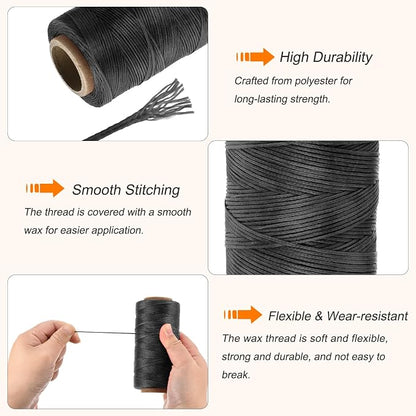 MECCANIXITY Waxed Thread, 197 Yard 1mm 210D Flat Wax Thread Polyester Waxed - Image 3