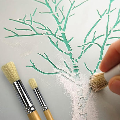 Wooden Stencil Brush Set, 6 Pieces Natural Hog Bristle Dome Stencil Brushes - Image 6