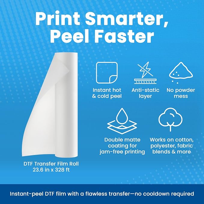 DTF Transfer Film Roll 23.6in x 328ft – Premium Plus Hot & Cold Peel – Double - Image 2