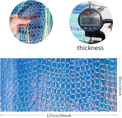 ONEART | Iridescent Transparent Embossed Vinyl Holographic Blue Clear PVC Vinyl - Image 4