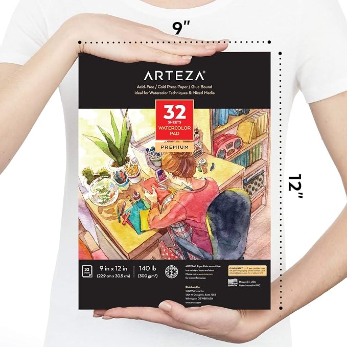 ARTEZA Watercolor Paper, 32 Sheets Each, 9x12 Inch Watercolor Sketchbook - Image 4