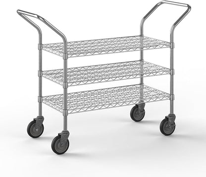 18" W x 36" L x 36" H Chrome Heavy Duty Utility Cart | 3-Tier | NSF Commercial by Regal+Altair