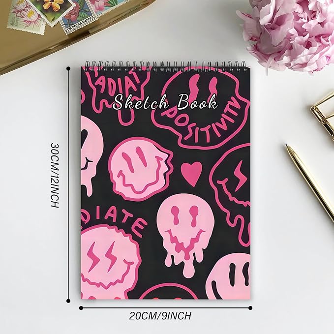 Cabreche Cute Sketchbook Top Spiral Bound Sketch Pad 9 x 12 inch, 100GSM Thick - Image 2