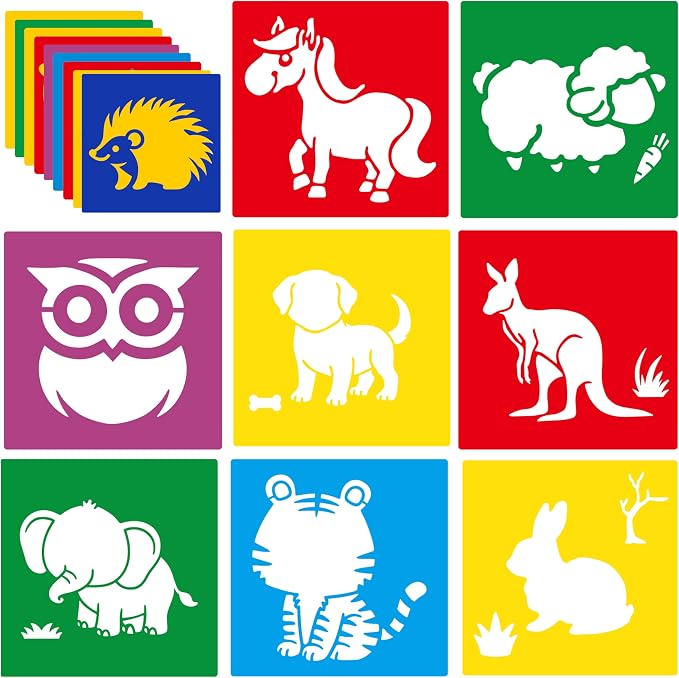 24 Pieces Stencils for Kids, Large Drawing Stencils Chalk Template, 8 Inches by LAQUEENIE