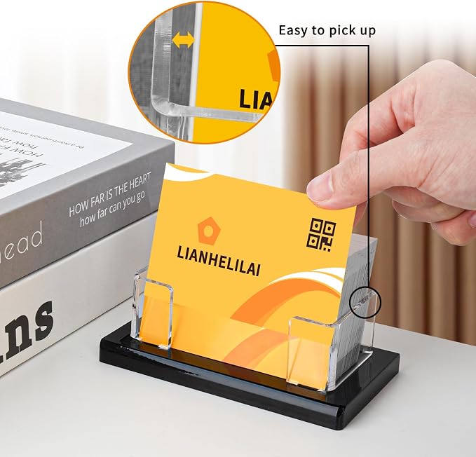 2Pack Acrylic Business Card Holder Black Enlarged Holds 120 Cards - Image 5