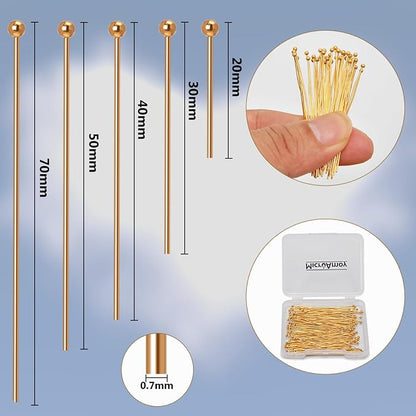 100pcs 18K Gold Filled Ball Pins Non Tarnish Craft Earring Bracelet Jewelry - Image 2