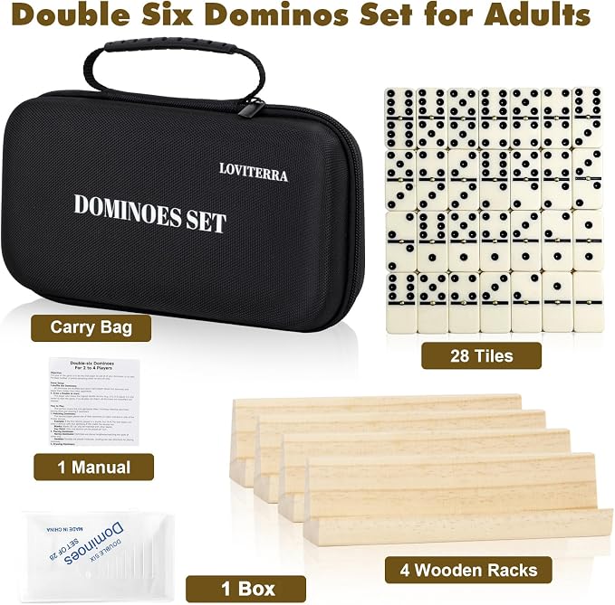 Double 6 Dominos Set for Adults, Durable 28 Tiles Dominos - Image 7