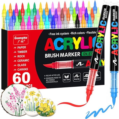 Guangna Acrylic Paint Markers, 60 Colors by GuangnaArtSupplies