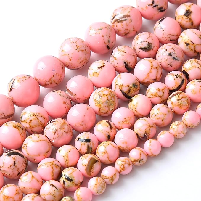 120PCS 6MM Pink Shell Turquoise Stone Beads - Image 2