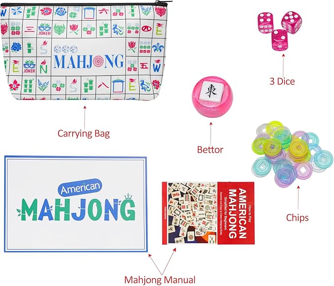 American Mahjong Tile Set with Carrying Bag and Accessories, 160 Acrylic - Image 2