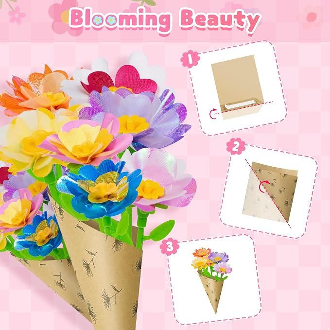 Deesry Fabric Flower Bouquets Toys, DIY Flower Craft Kits Year, Flowers Market - Image 7