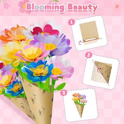 Deesry Fabric Flower Bouquets Toys, DIY Flower Craft Kits Year, Flowers Market - Image 7