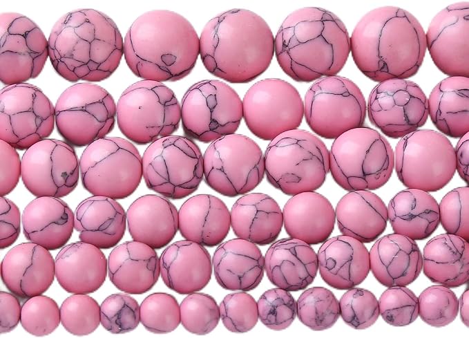 32pcs 12mm Pink Turquoise Beads Natural Stone Round Loose Spacer Beads by NaturalStoneBeads