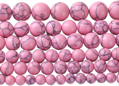 32pcs 12mm Pink Turquoise Beads Natural Stone Round Loose Spacer Beads by NaturalStoneBeads
