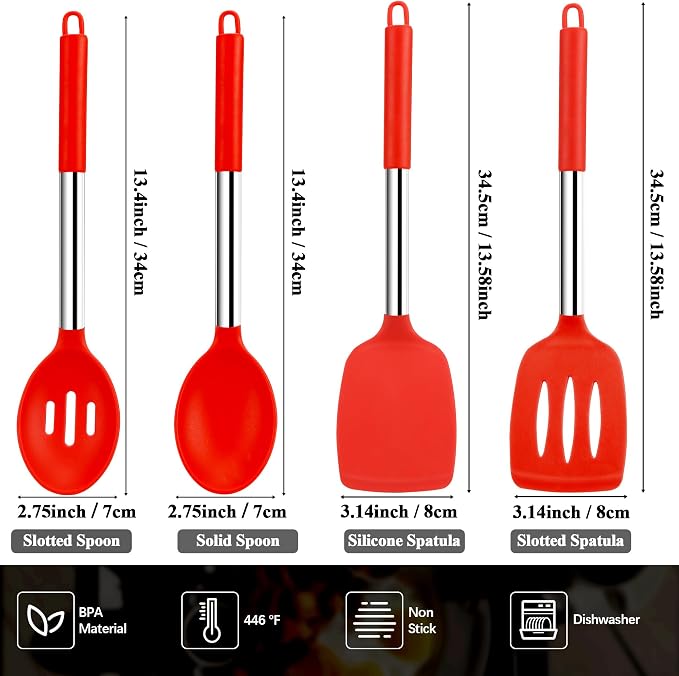 Silicone Spatula Spoon Set, BPA Free Kitchen Turners - Image 4