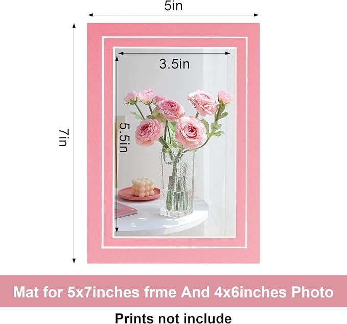 HOTUO 10 Pack 5x7 Colorful Picture Mats, 4 Ply Thickness Frame Mattes - Image 3