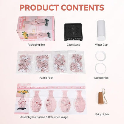 3D Puzzles Vase for Adults, Birthday Gifts for Women, 160 Pieces Plastic DIY - Image 5