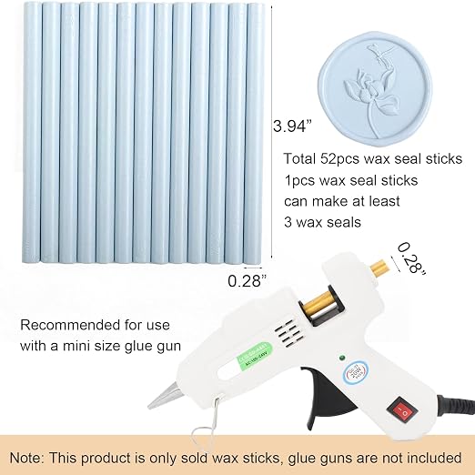 52pcs Pale Blue Sealing Wax Sticks, Andotopee Glue Gun Wax Seal Sticks - Image 3