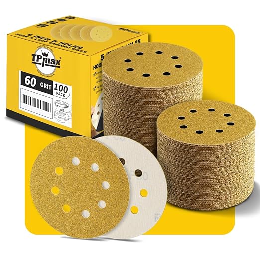 100PCS 5 Inch 60 Grit 125mm 8 Hole Sanding Discs Sandpaper by TPmax