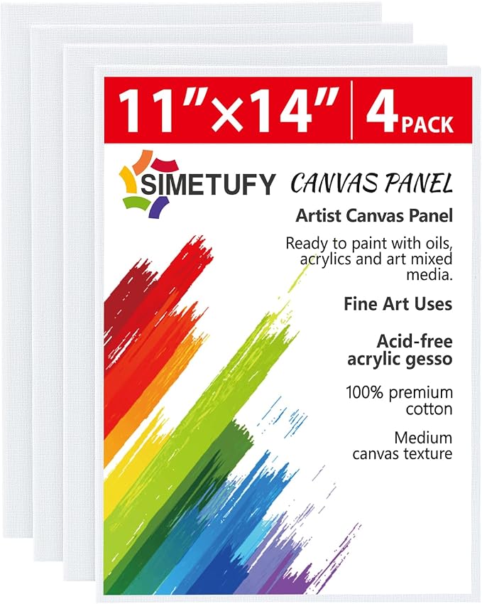 Simetufy 4 Pack 11x14 Inch Canvas Boards by Simetufy