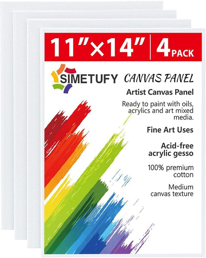Simetufy 4 Pack 11x14 Inch Canvas Boards by Simetufy
