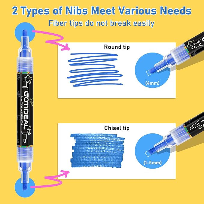 GOTIDEAL Chalk Markers Dual Tips, Erasable Liquid Chalk Marker - Image 3