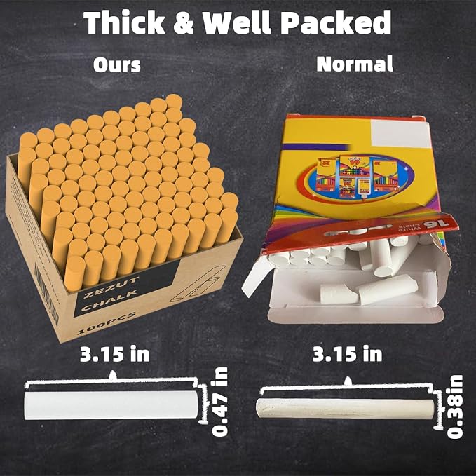Orange Chalk 100PCS, Low Dust Chalks Stick Bulk - Image 3
