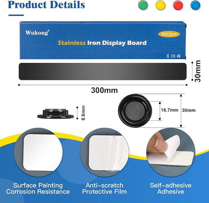 Wukong 4 Pack | 30x3cm Magnetic Stainless Black Boards Strips, Adhesive Backing - Image 3