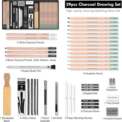 39pcs Drawing Pencil Set, Professional Sketch Pencils, Eraser Brush Pen - Image 2