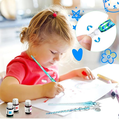 Zonon Glass Dipped Pen Ink Set 14 Pcs Include 6 Pcs Glass Dip Pen, 6 Colorful - Image 6