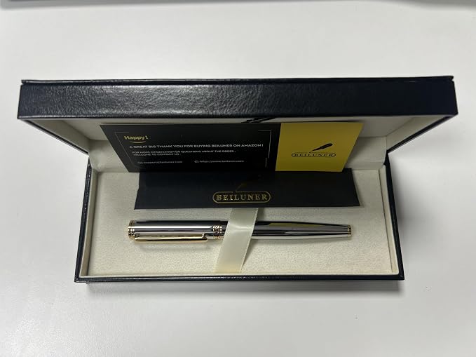 BEILUNER Silver Chrome Fountain Pen, Stunning Luxury - Image 11