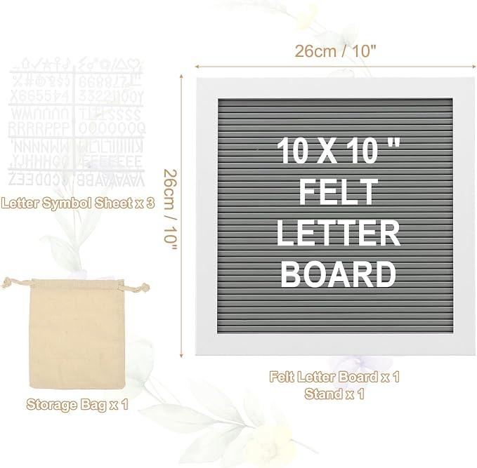 PATIKIL Felt Letter Board, 10x10Inches Gray White Wooden Changeable Message - Image 2