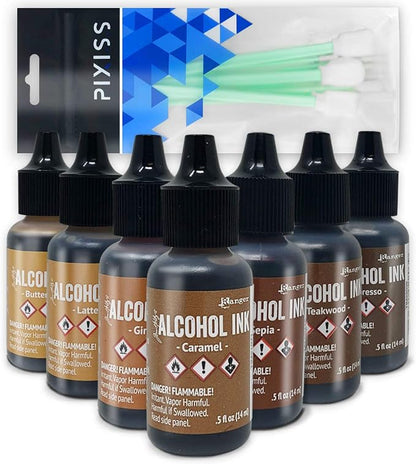 Brown Alcohol Inks Set | Tim Holtz Alcohol Inks Shades of Brown 7-Pack | by GRASArtBundles