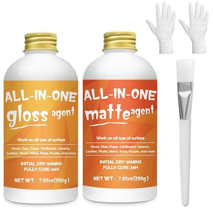 Crafts Sealer Gloss Matte Finish, 200ml+200ml All in One Craft Glue, and Finish by 1DFAUL