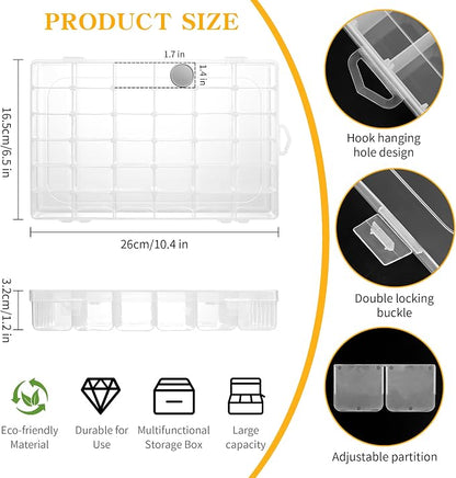 Plastic Organizer Container Box, 36 Large Grids Clear Plastic Bead Organizer - Image 2