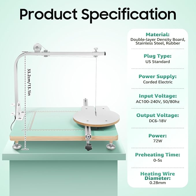 72W Electric Hot Wire Foam Cutter, Tabletop Portable Lightweight Foam Cutting - Image 2