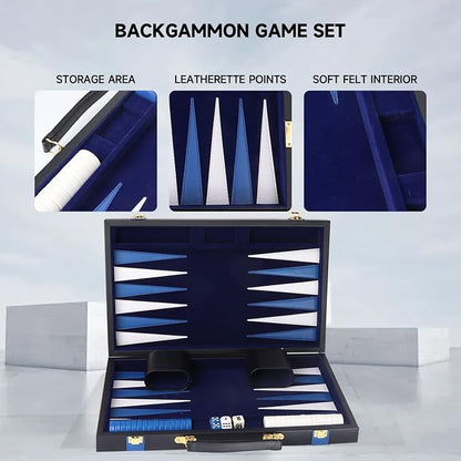 GSE Games & Sports Expert Premium Leather Backgammon Board Game Set, Classic - Image 3